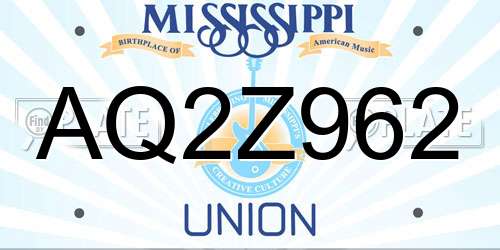 AQ2Z962 Mississippi License Plate