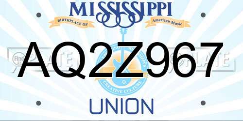 AQ2Z967 Mississippi License Plate