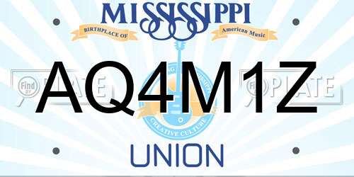 AQ4M1Z Mississippi License Plate