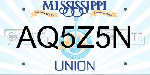 AQ5Z5N Mississippi License Plate