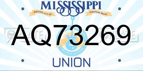 AQ73269 Mississippi License Plate