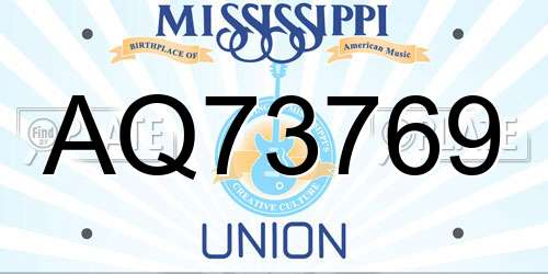 AQ73769 Mississippi License Plate