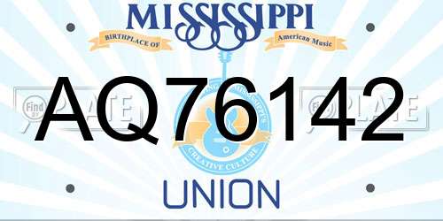 AQ76142 Mississippi License Plate