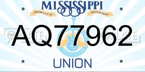 AQ77962 Mississippi License Plate