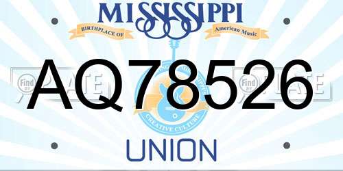 AQ78526 Mississippi License Plate
