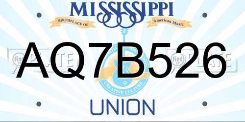 AQ7B526 Mississippi License Plate