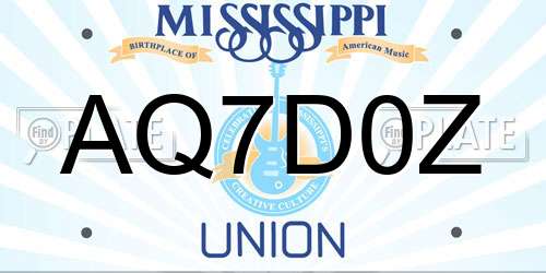 AQ7D0Z Mississippi License Plate