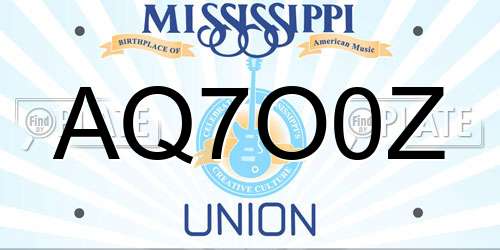 AQ7O0Z Mississippi License Plate