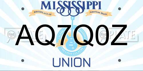 AQ7Q0Z Mississippi License Plate