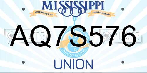 AQ7S576 Mississippi License Plate