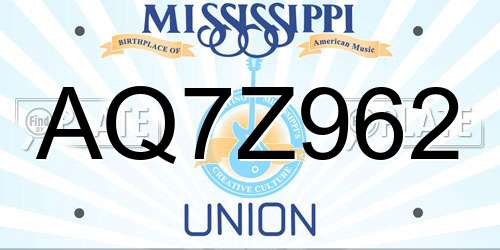 AQ7Z962 Mississippi License Plate