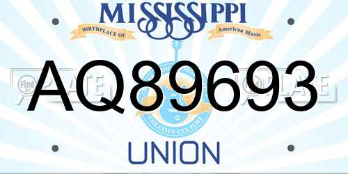 AQ89693 Mississippi License Plate