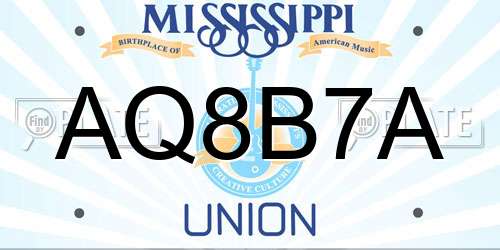 AQ8B7A Mississippi License Plate