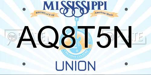 AQ8T5N Mississippi License Plate