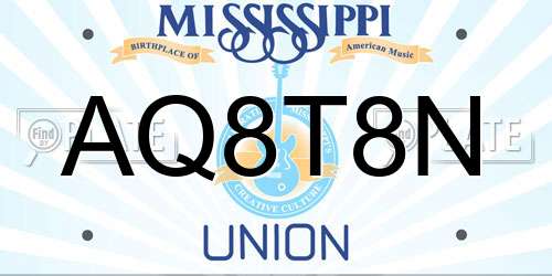 AQ8T8N Mississippi License Plate