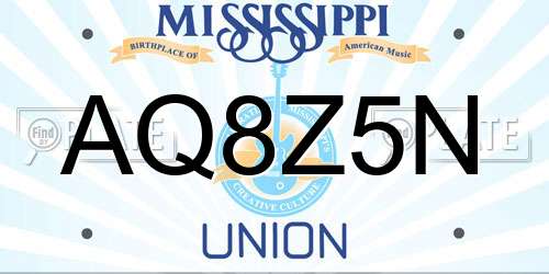 AQ8Z5N Mississippi License Plate