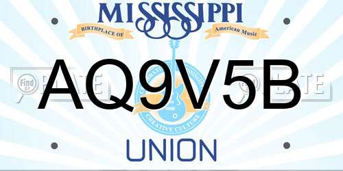 AQ9V5B Mississippi License Plate