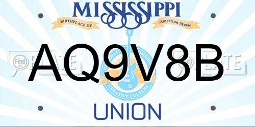AQ9V8B Mississippi License Plate