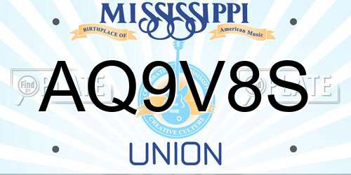 AQ9V8S Mississippi License Plate