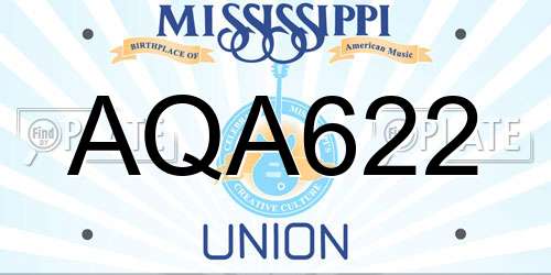 AQA622 Mississippi License Plate
