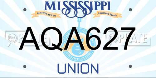 AQA627 Mississippi License Plate
