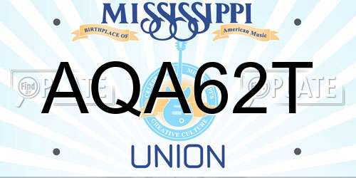 AQA62T Mississippi License Plate