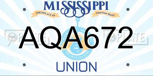 AQA672 Mississippi License Plate