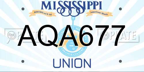 AQA677 Mississippi License Plate