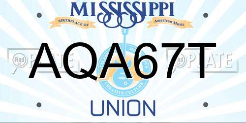 AQA67T Mississippi License Plate