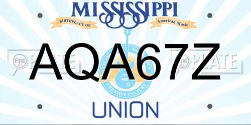 AQA67Z Mississippi License Plate