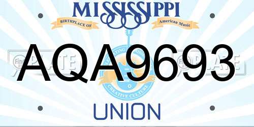 AQA9693 Mississippi License Plate