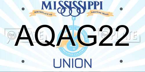AQAG22 Mississippi License Plate