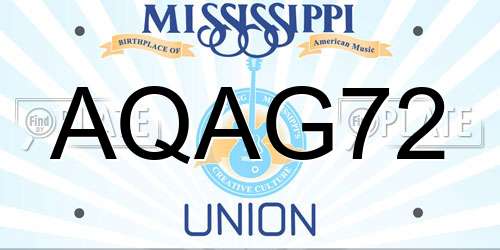 AQAG72 Mississippi License Plate