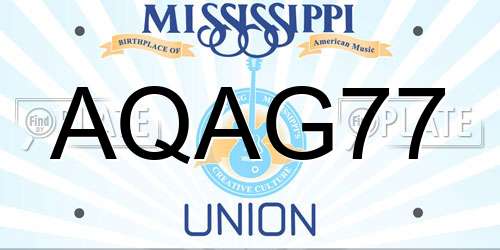 AQAG77 Mississippi License Plate
