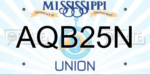 AQB25N Mississippi License Plate