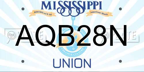 AQB28N Mississippi License Plate