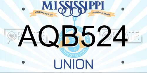 AQB524 Mississippi License Plate