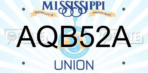 AQB52A Mississippi License Plate