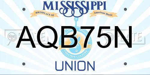 AQB75N Mississippi License Plate