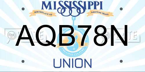 AQB78N Mississippi License Plate
