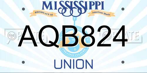 AQB824 Mississippi License Plate