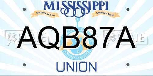 AQB87A Mississippi License Plate