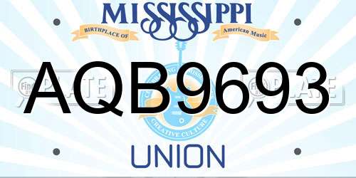 AQB9693 Mississippi License Plate