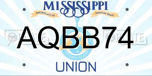 AQBB74 Mississippi License Plate