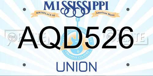 AQD526 Mississippi License Plate