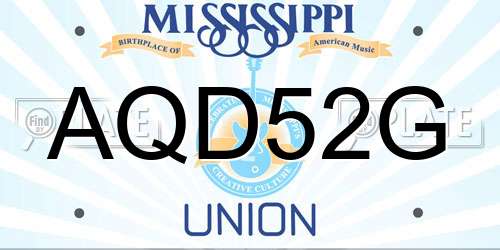 AQD52G Mississippi License Plate