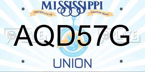 AQD57G Mississippi License Plate