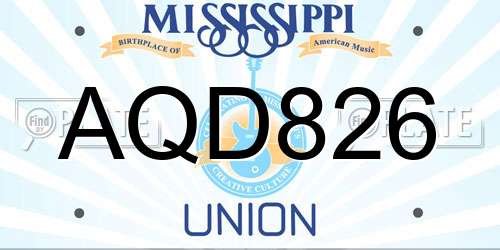 AQD826 Mississippi License Plate