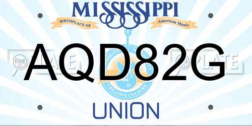AQD82G Mississippi License Plate
