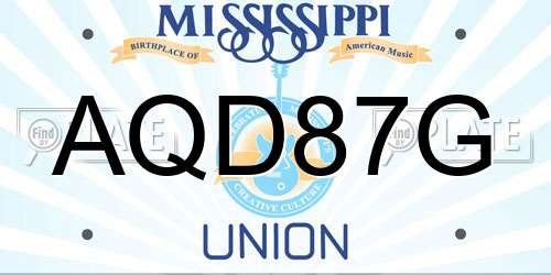 AQD87G Mississippi License Plate
